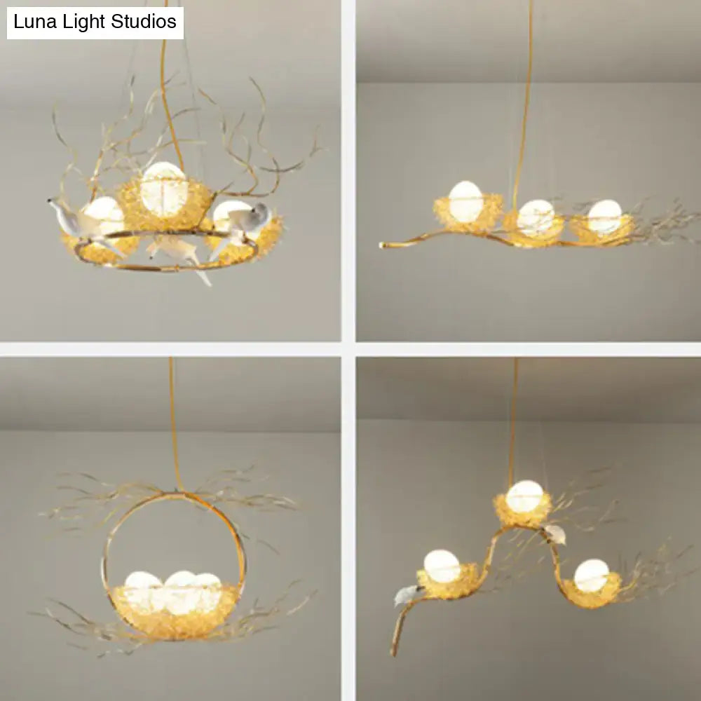Art deco gold branch bird nest kitchen island pendant 110v-120v