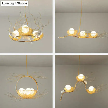 Art deco gold branch bird nest kitchen island pendant 110v-120v