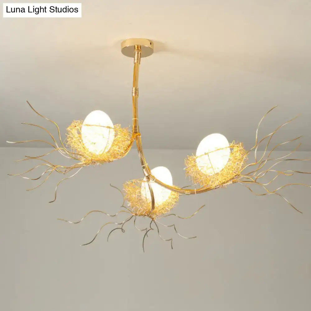 Art deco gold branch bird nest kitchen island pendant 110v-120v