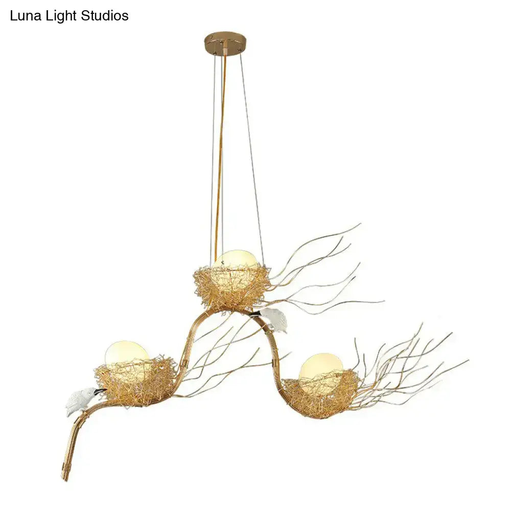 Art deco gold branch bird nest kitchen island pendant 110v-120v