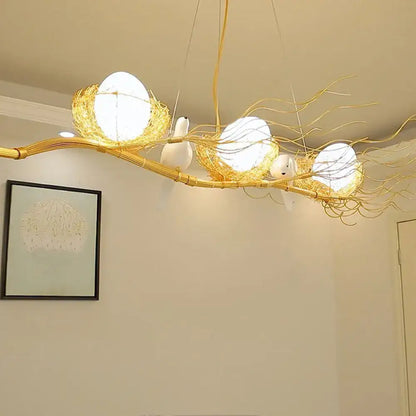 Art deco gold branch bird nest kitchen island pendant 110v-120v