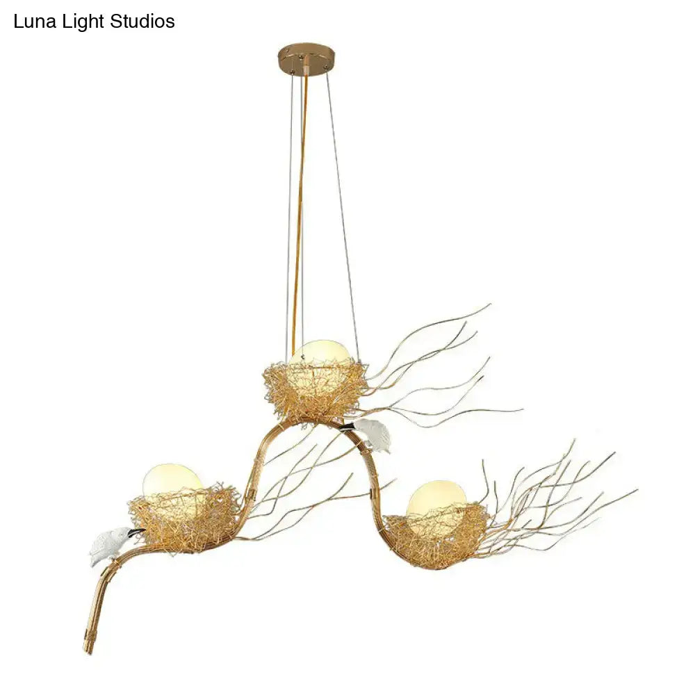 Art deco gold branch bird nest kitchen island pendant 110v-120v