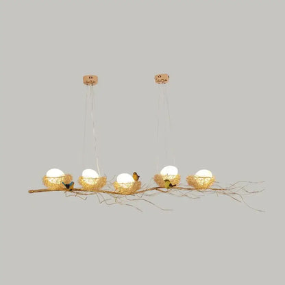Artistic gold nest bird ceiling light for dining room 220v-240v