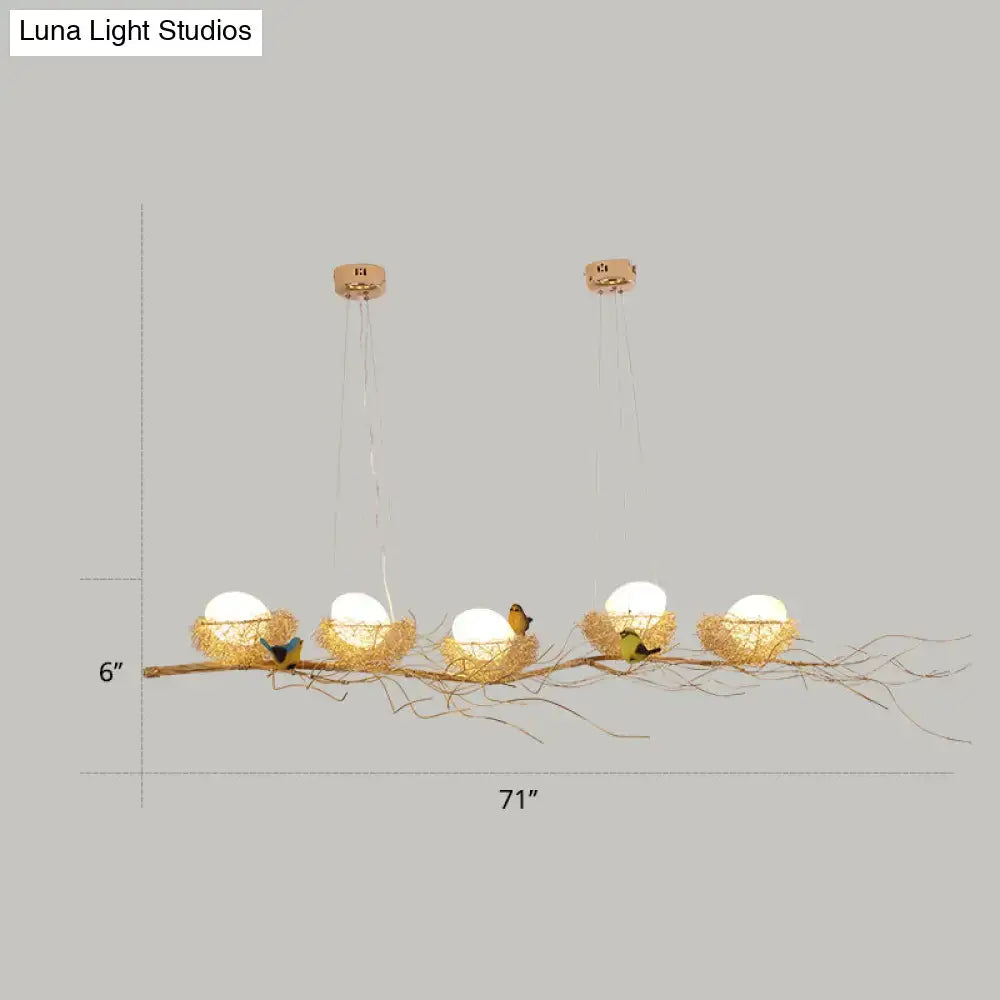 Artistic gold nest bird ceiling light for dining room 220v-240v