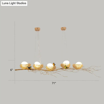 Artistic gold nest bird ceiling light for dining room 220v-240v