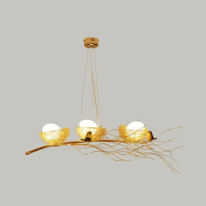 Artistic gold nest bird ceiling light for dining room 220v-240v