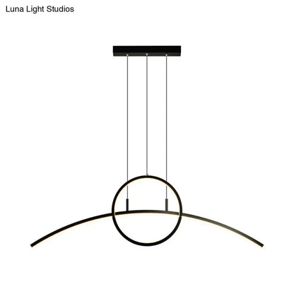 Modern black minimalist led ceiling light fixture for dining room