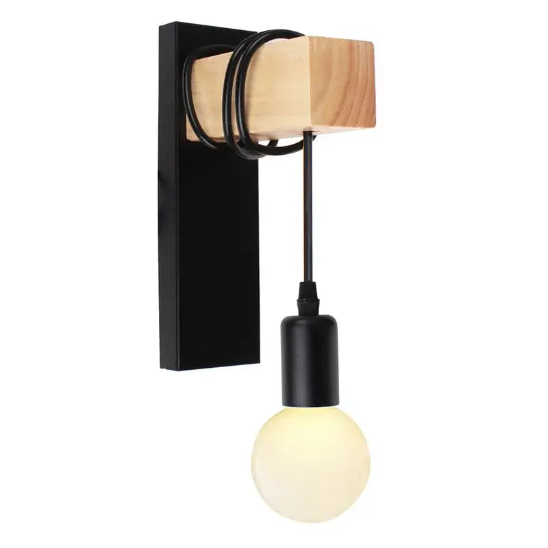 Modern wood and black & white artistic metal iron wall lamp bedroom