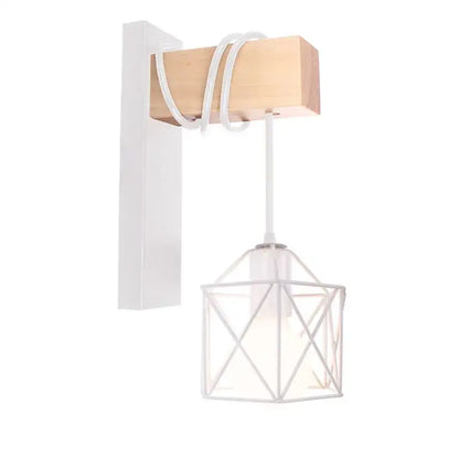 Modern wood and black & white artistic metal iron wall lamp bedroom
