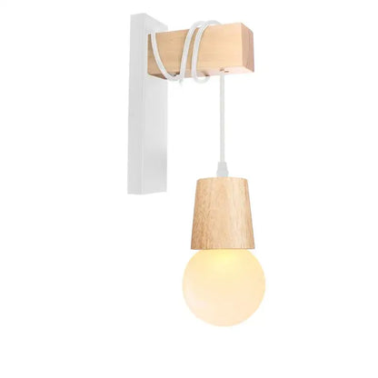 Modern wood and black & white artistic metal iron wall lamp bedroom