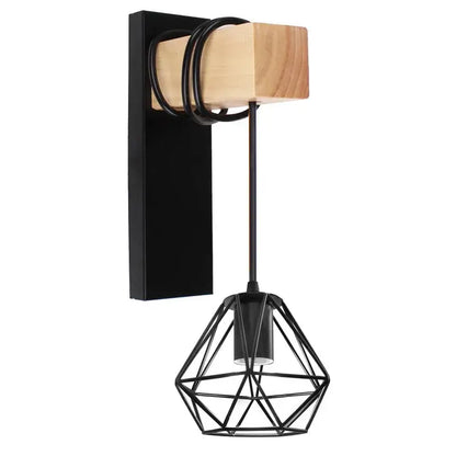Modern wood and black & white artistic metal iron wall lamp bedroom