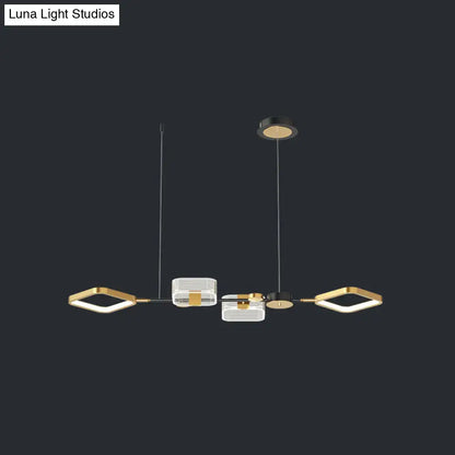 Modern gold & white geometric ring light fixture dining room pendant