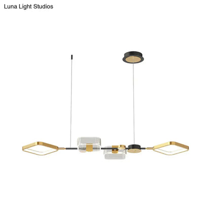 Modern gold & white geometric ring light fixture dining room pendant