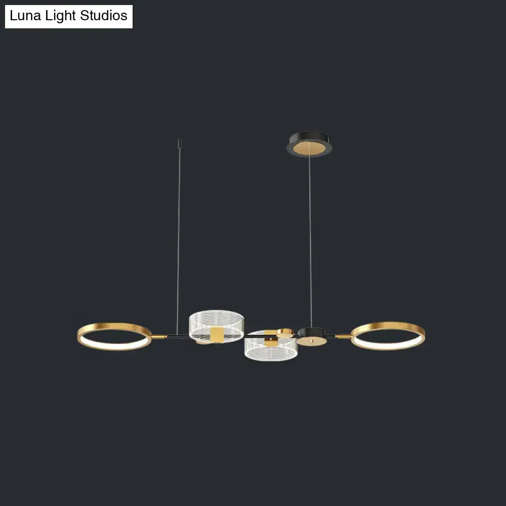 Modern gold & white geometric ring light fixture dining room pendant