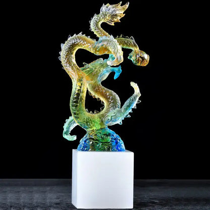 Iridescent feng shui ascending dragon ornament living room decor
