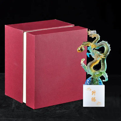 Iridescent feng shui ascending dragon ornament living room decor