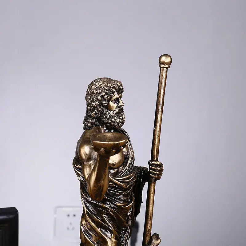 Classical bronze asclepius mini statue office medicine decor