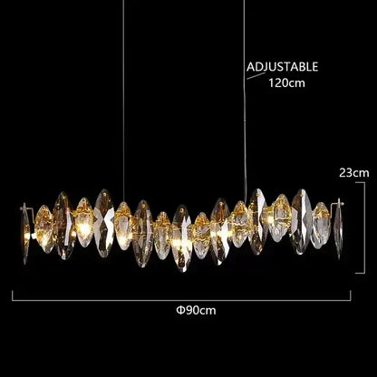 Modern gold ash crystal ceiling chandelier living room light