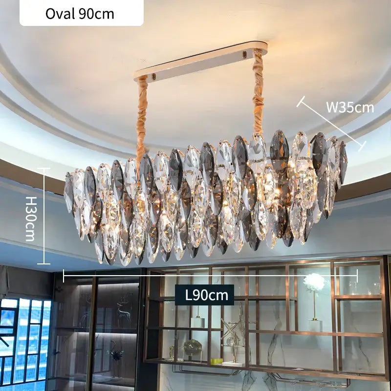 Modern gold ash crystal ceiling chandelier living room light