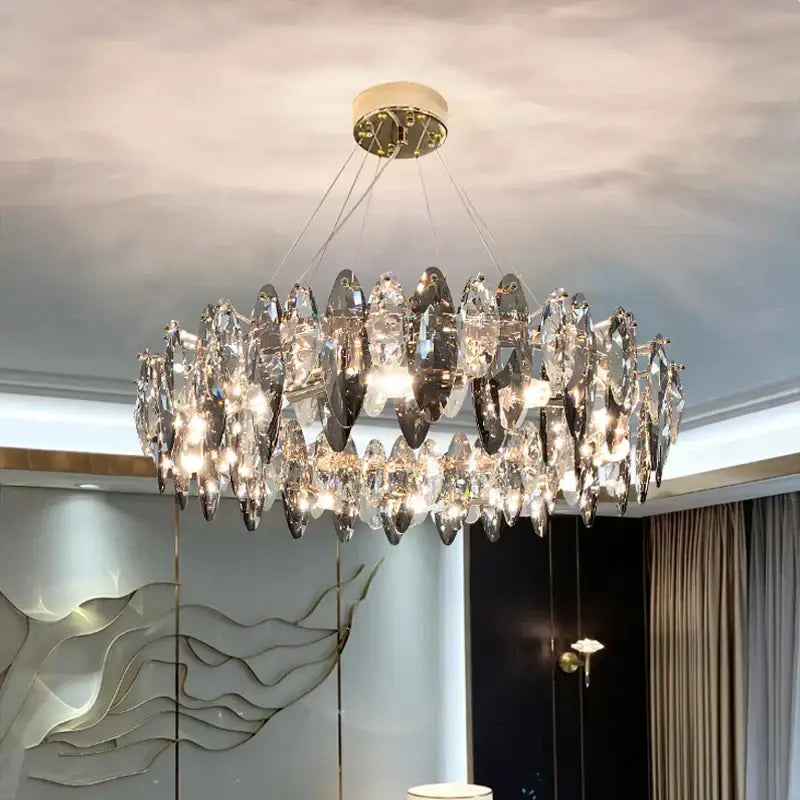 Modern gold ash crystal ceiling chandelier living room light