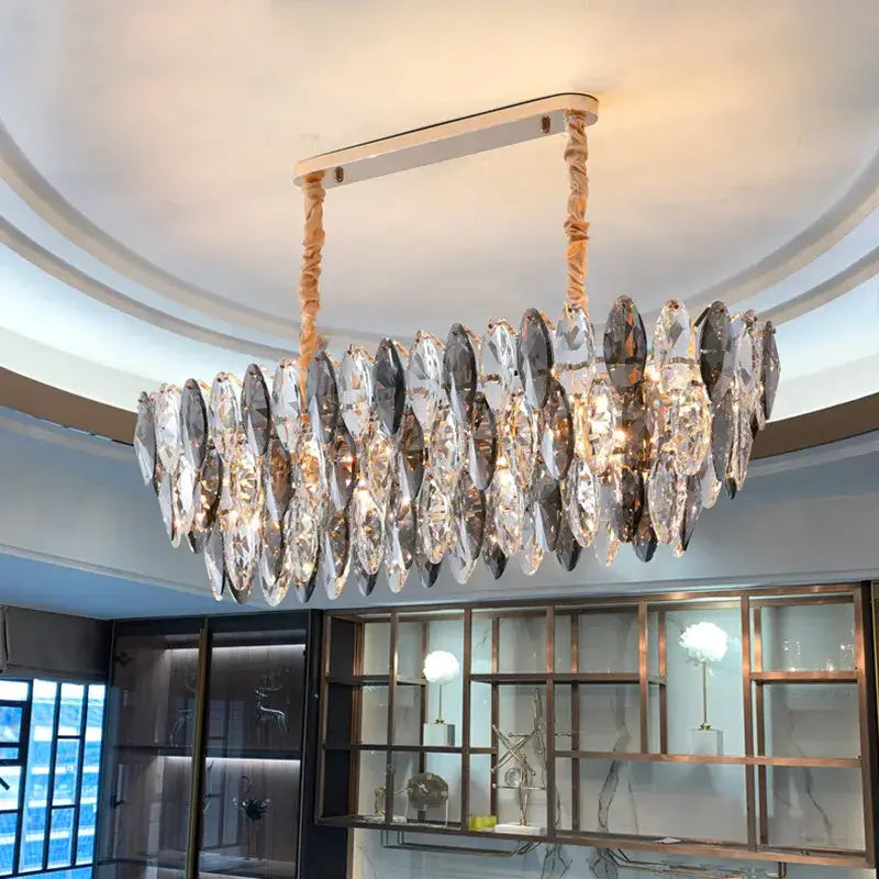 Modern gold ash crystal ceiling chandelier living room light
