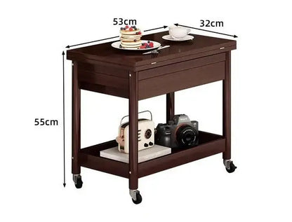 Dark brown ash wood coffee table with folding desktop storage living room