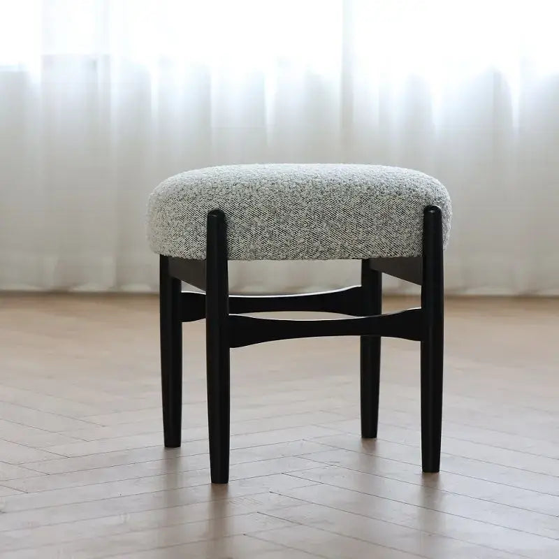 Mid century gray ash wood makeup bench bedroom dressing chair