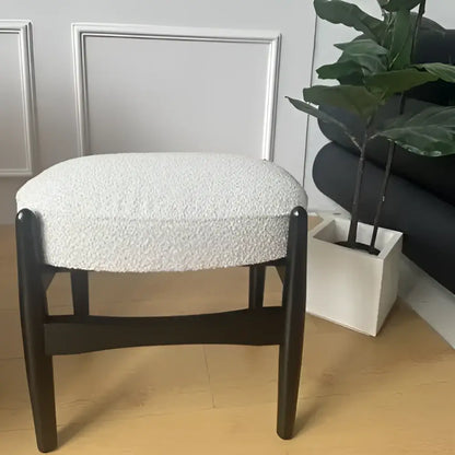 Mid century gray ash wood makeup bench bedroom dressing chair