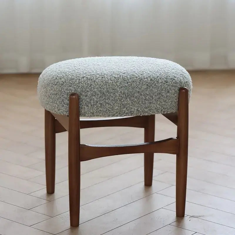 Mid century gray ash wood makeup bench bedroom dressing chair