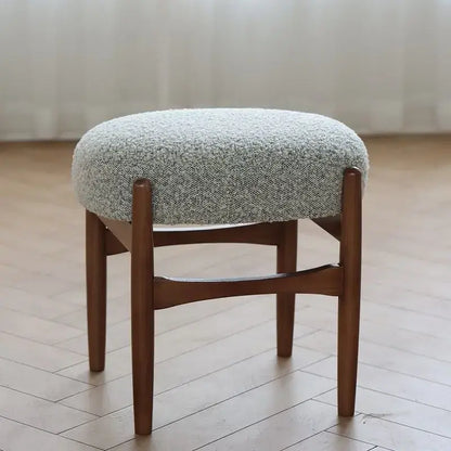 Mid century gray ash wood makeup bench bedroom dressing chair