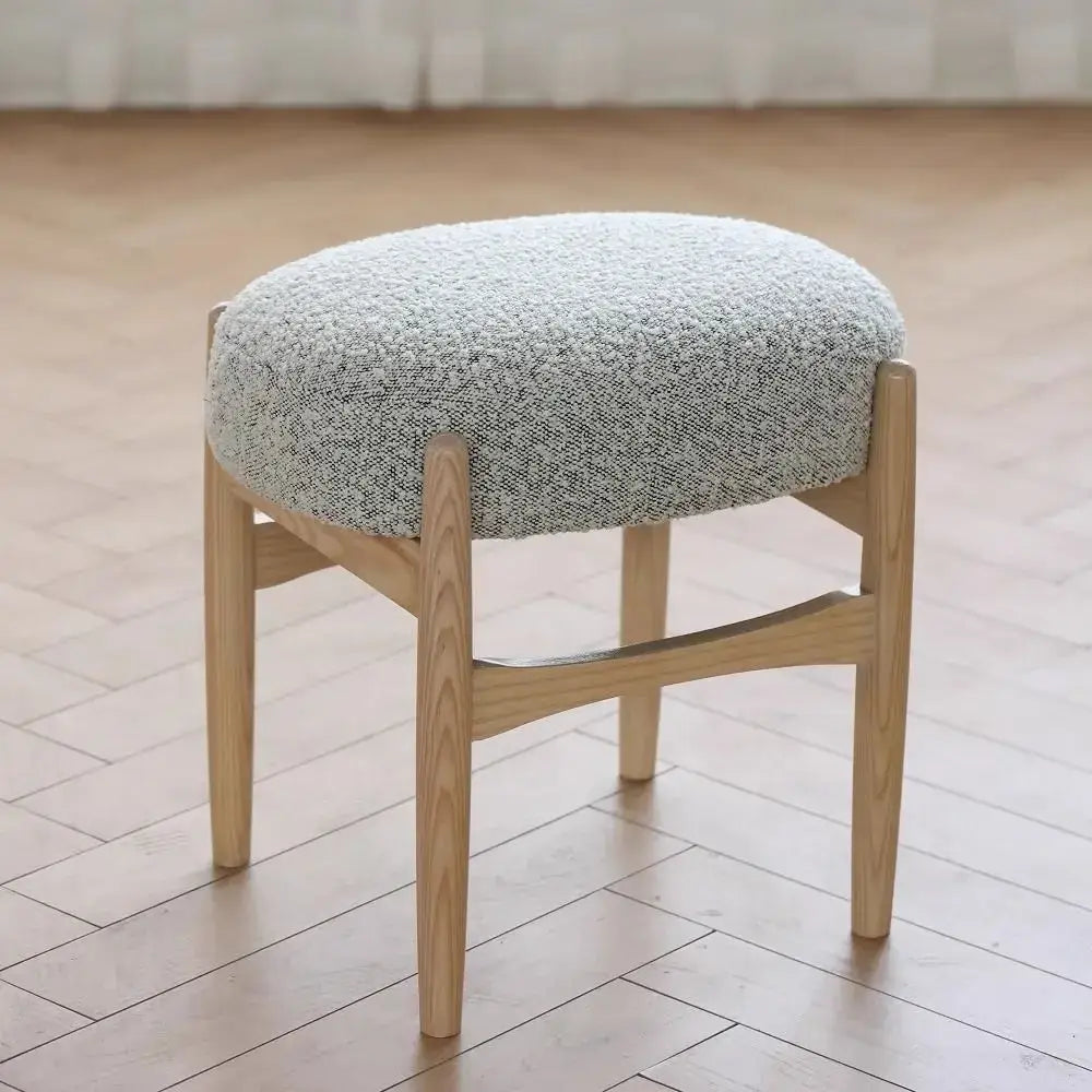 Mid century gray ash wood makeup bench bedroom dressing chair