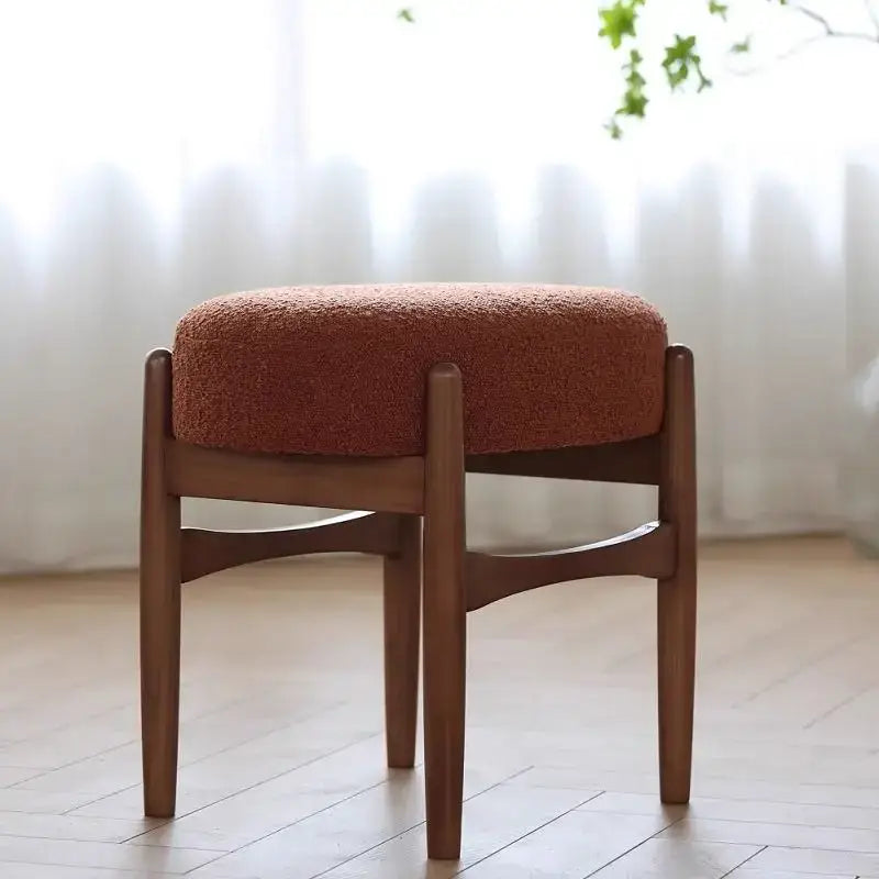 Mid century gray ash wood makeup bench bedroom dressing chair