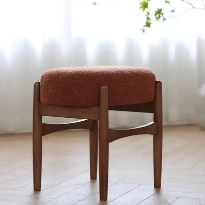 Mid century gray ash wood makeup bench bedroom dressing chair