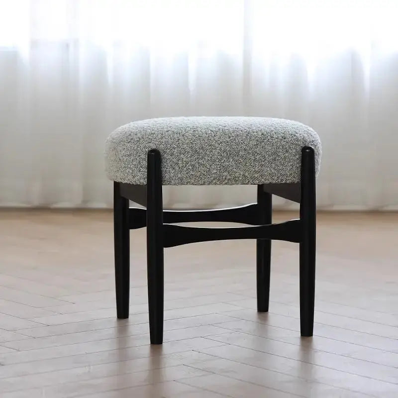 Mid century gray ash wood makeup bench bedroom dressing chair