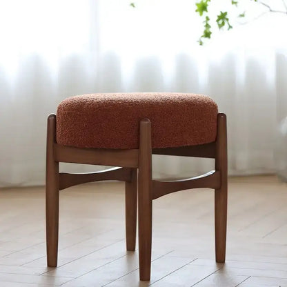 Mid century gray ash wood makeup bench bedroom dressing chair