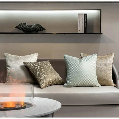Asian landscape painting gray pillow cover living room decor