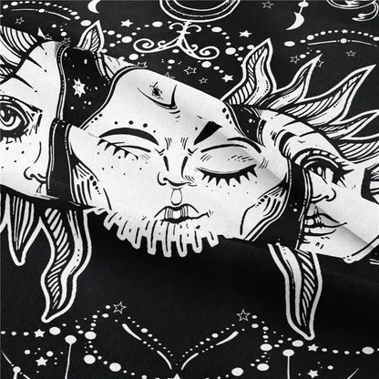 Black and white astrology chart tarot tapestry bedroom wall hanging