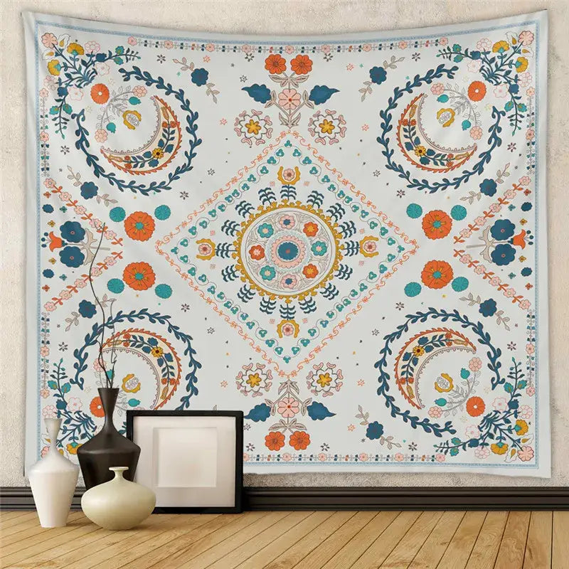 Black and white astrology chart tarot tapestry bedroom wall hanging