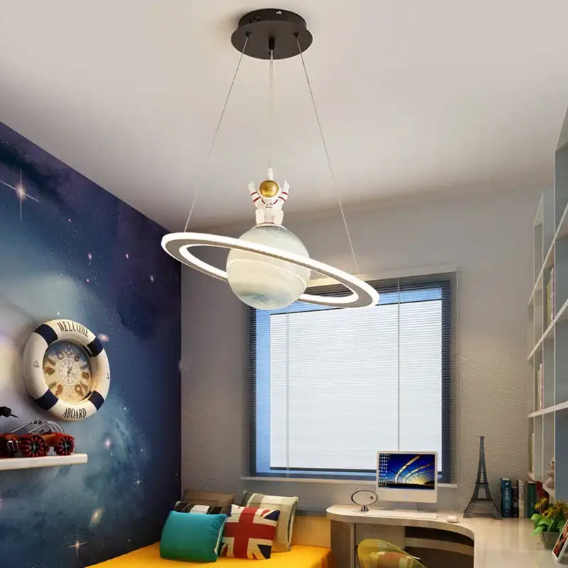 Modern white astronaut ball led pendant light bedroom