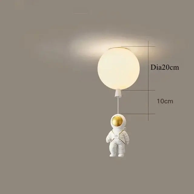 Modern white and gold astronaut balloon ceiling lamp for kids room