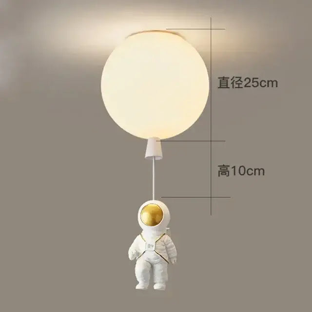 Modern white and gold astronaut balloon ceiling lamp for kids room