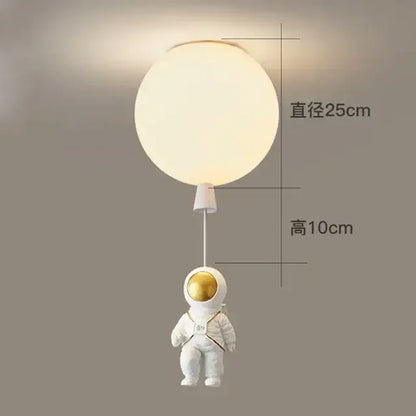 Modern white and gold astronaut balloon ceiling lamp for kids room