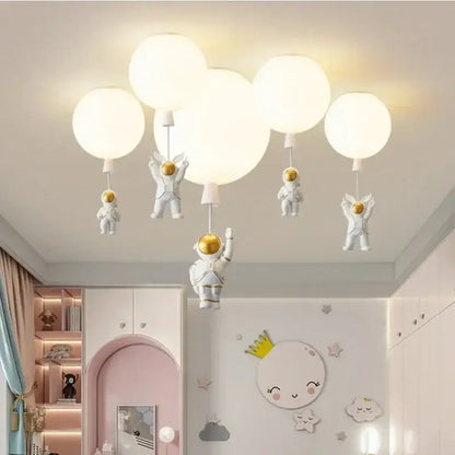 Modern white and gold astronaut balloon ceiling lamp for kids room