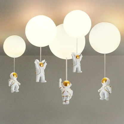 Modern white and gold astronaut balloon ceiling lamp for kids room