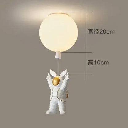 Modern white and gold astronaut balloon ceiling lamp for kids room