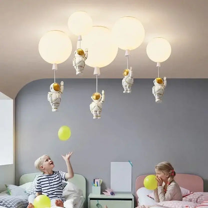 Modern white and gold astronaut balloon ceiling lamp for kids room