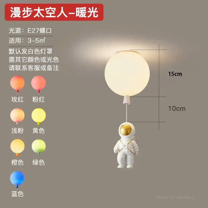Decorbites astronaut balloon white & gold pendant light nursery room