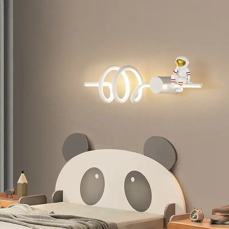 Modern astronaut cartoon wall lamp white & gold bedroom light