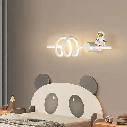 Modern astronaut cartoon wall lamp white & gold bedroom light