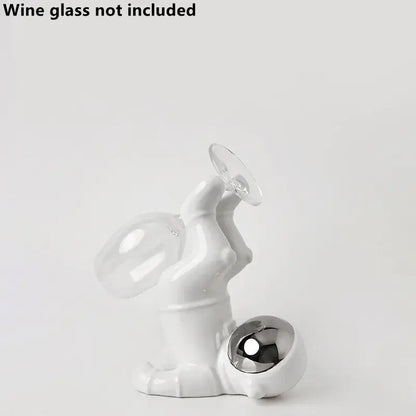 White ceramic astronaut wine rack dining room figurine